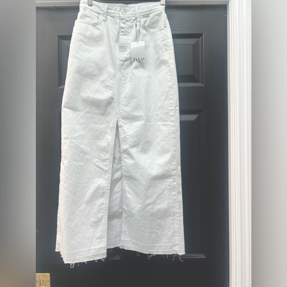 Zara White maxi denim skirt